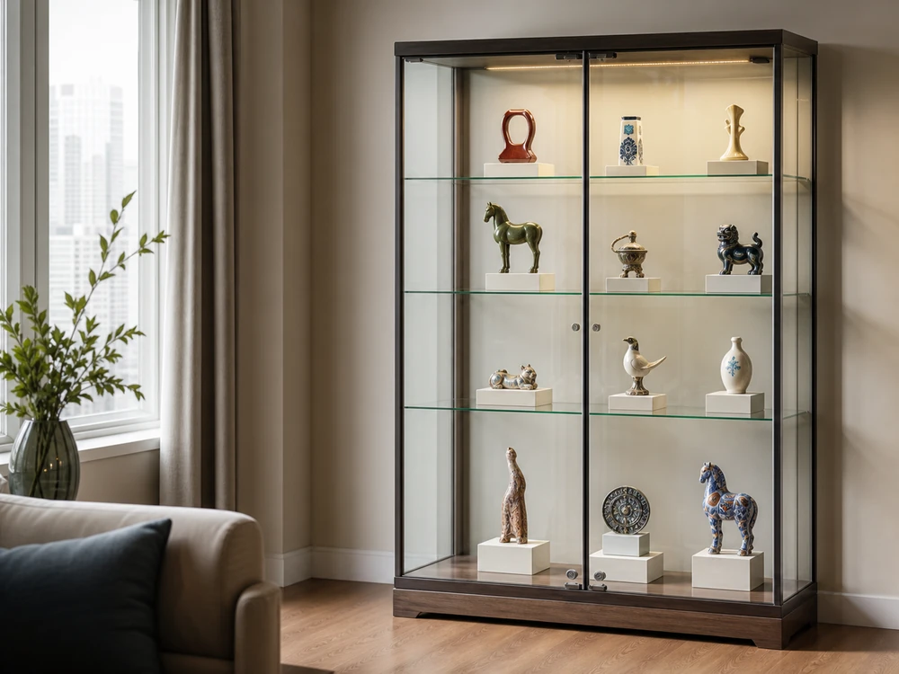 small apartment collectible figurine storage ideas showing figurine display