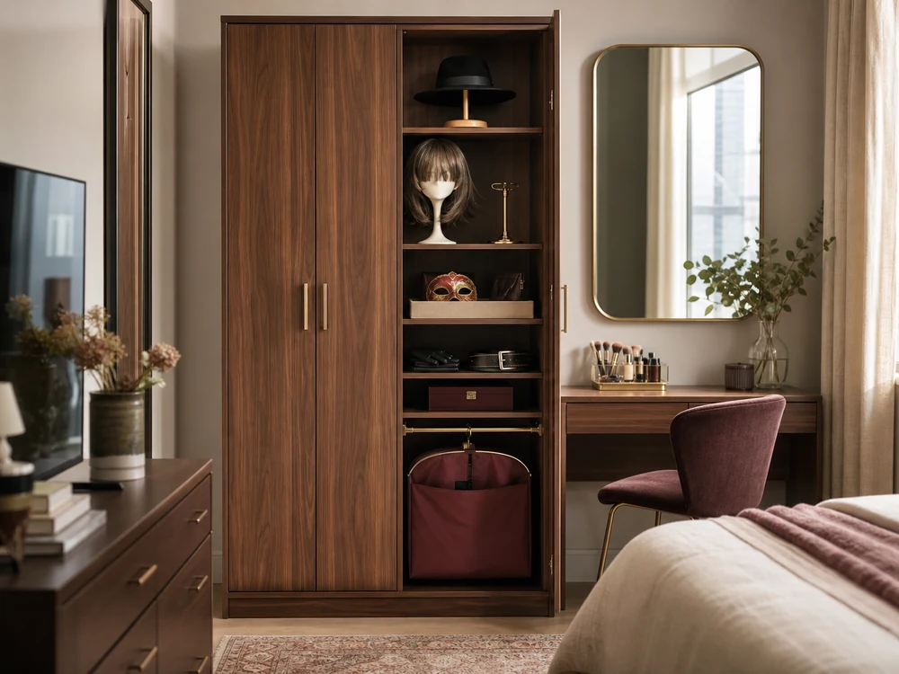 small apartment costume accessories storage ideas showing costume accessories cabinet