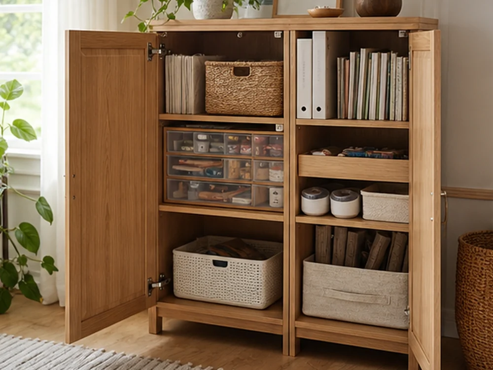 small apartment embroidery supplies storage ideas showing t02 overview