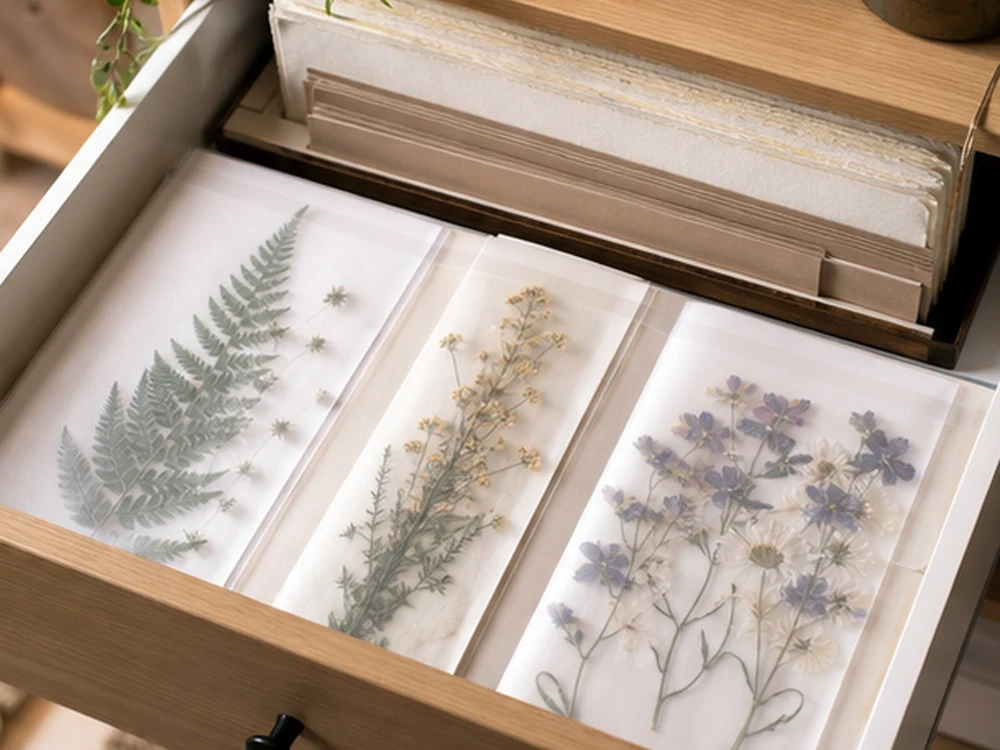 small apartment flower pressing supplies storage ideas showing t29 detail