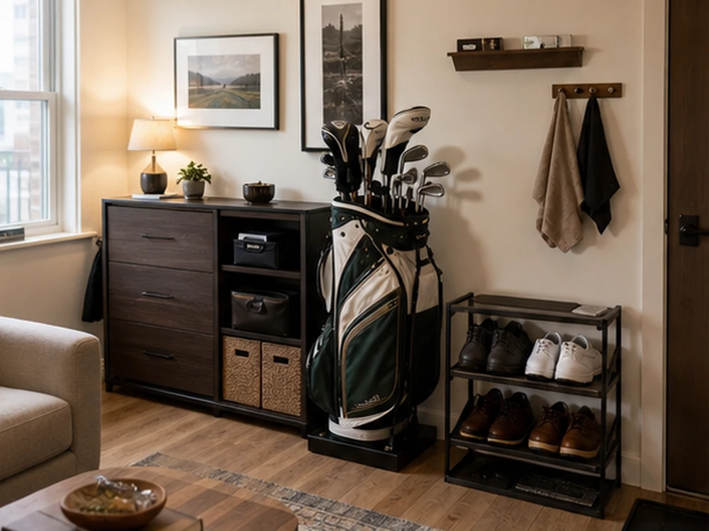 small apartment golf gear storage ideas showing small apartment golf gear storage ideas scene 1