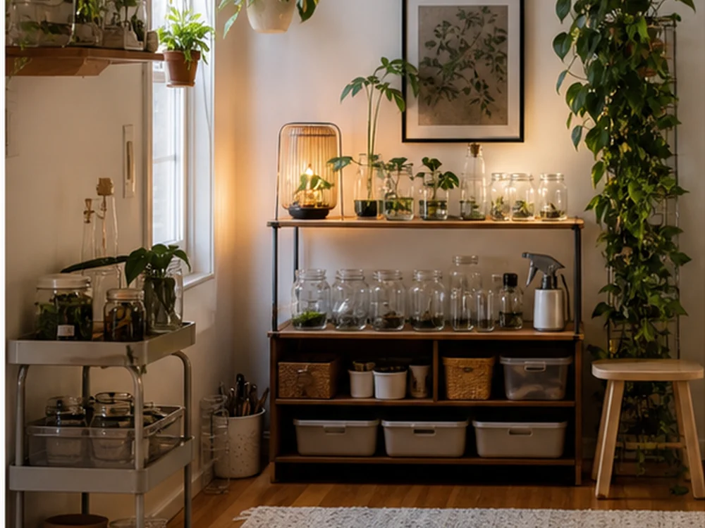 small apartment houseplant propagation supplies storage ideas showing small apartment houseplant propagation supplies storage ideas scene 1