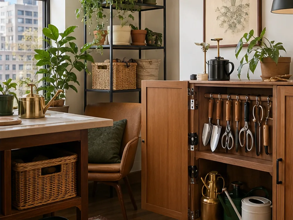 small apartment indoor gardening tools storage ideas showing small apartment indoor gardening tools storage ideas scene 1