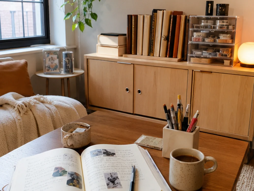 small apartment journaling supplies storage ideas showing small apartment journaling supplies storage ideas scene 1