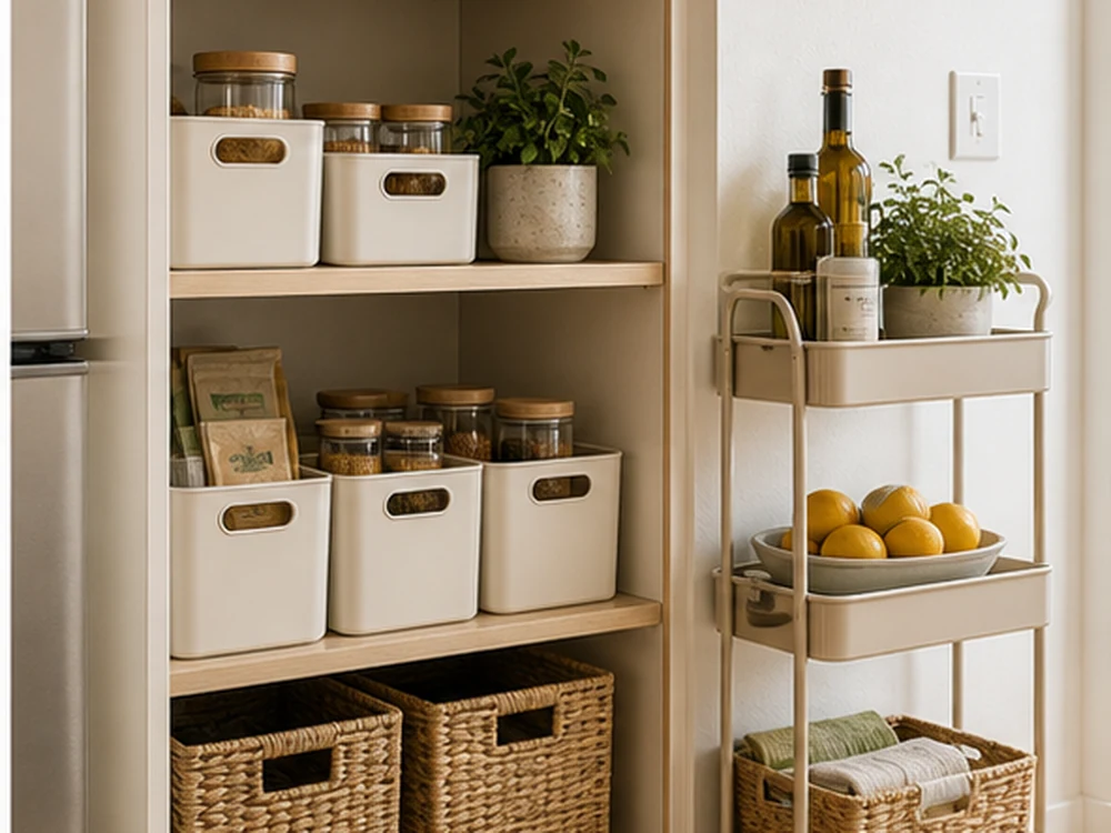 small apartment kitchenette organization ideas mini pantry slim cart