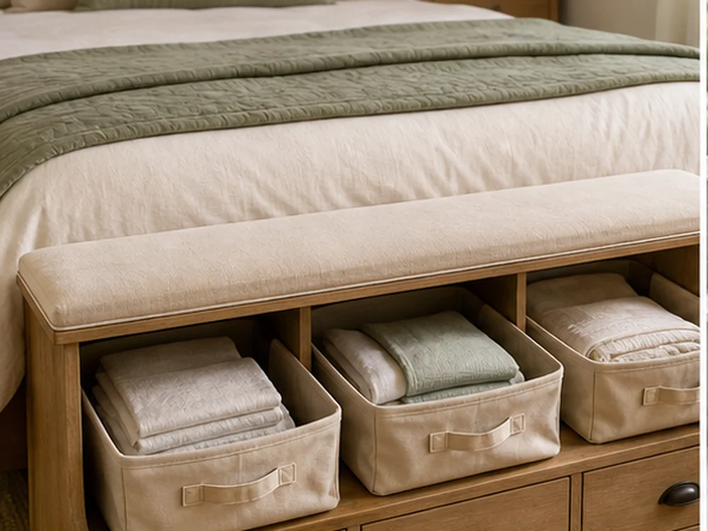 small apartment linen storage ideas bench linen bags