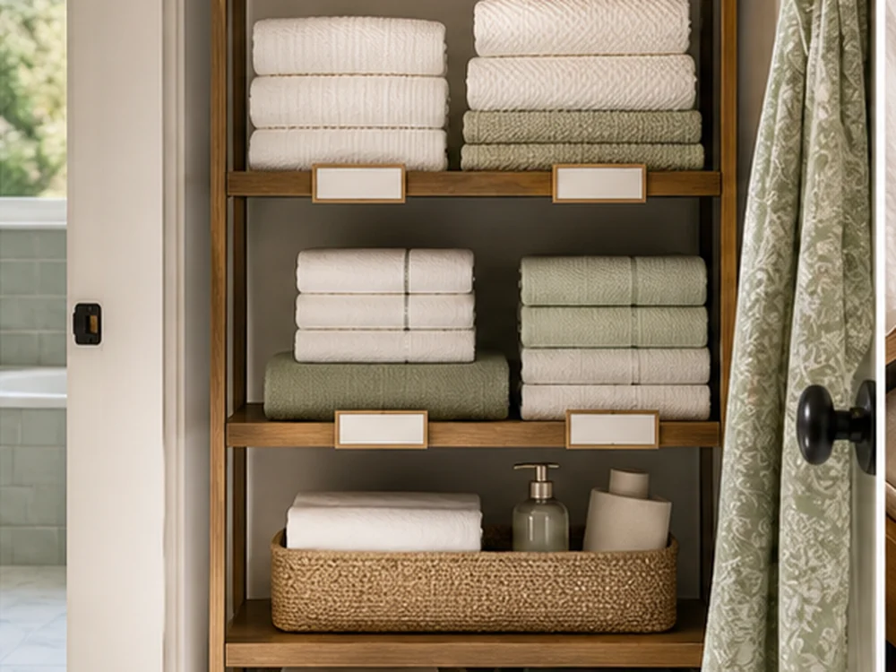 small apartment linen storage ideas hallway towel shelves