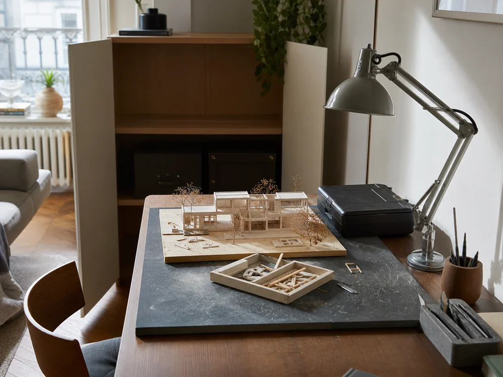 small apartment model making supplies storage ideas showing model project reset