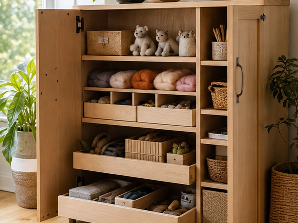small apartment needle felting supplies storage ideas showing t03 overview
