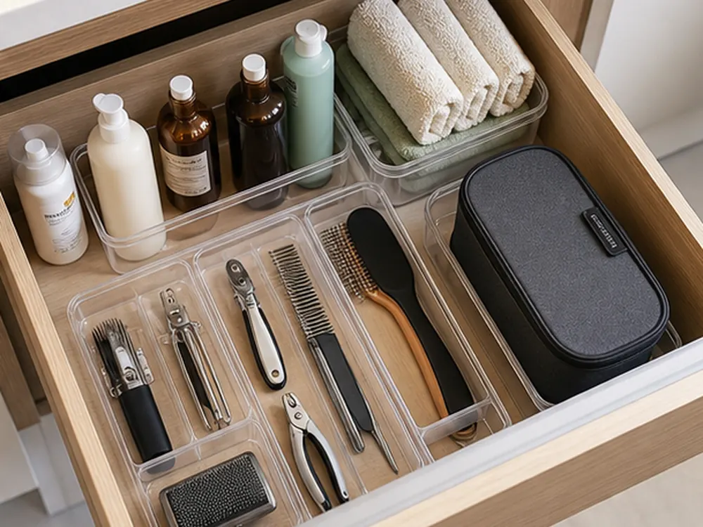 small apartment pet grooming supplies storage ideas showing t26 detail