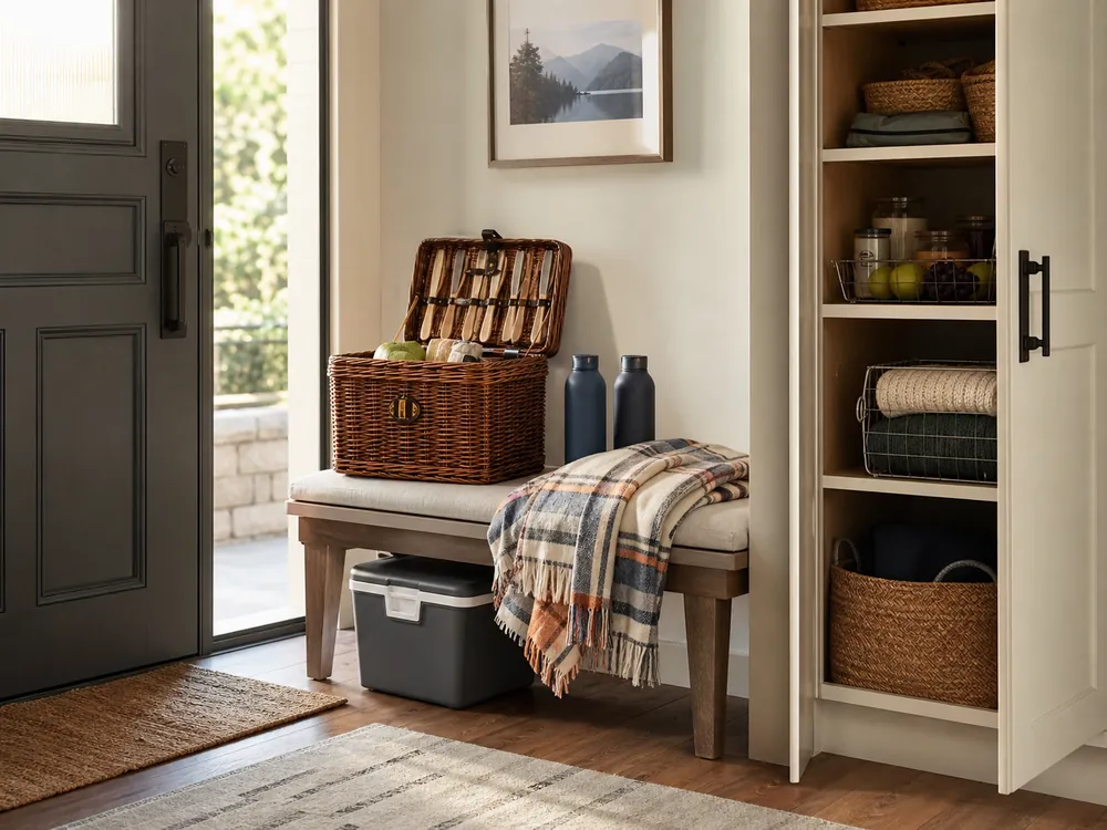 small apartment picnic supplies storage ideas showing picnic departure