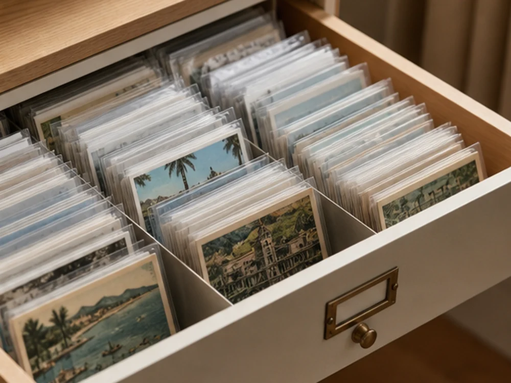 small apartment postcard collection storage ideas showing t15 detail