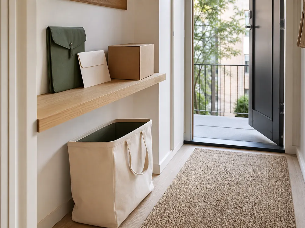 small apartment returns station ideas showing entry returns station