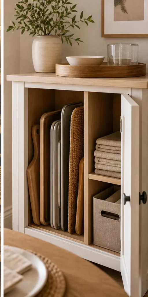 small apartment serving tray storage dining nook tray cabinet