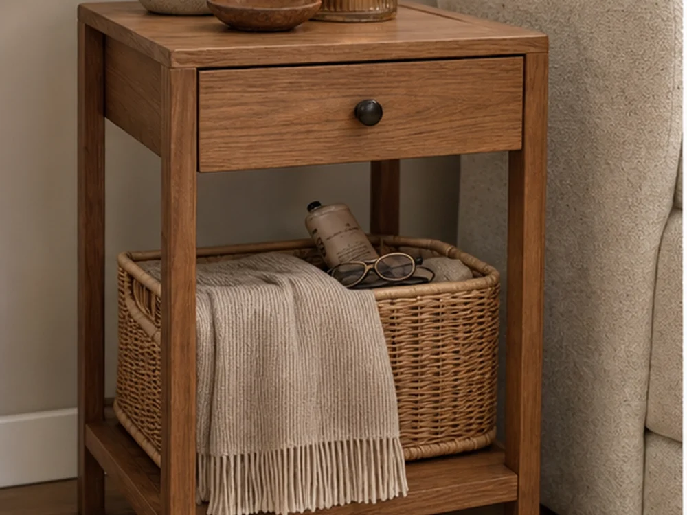 small apartment side table storage ideas shown with drawer side table basket
