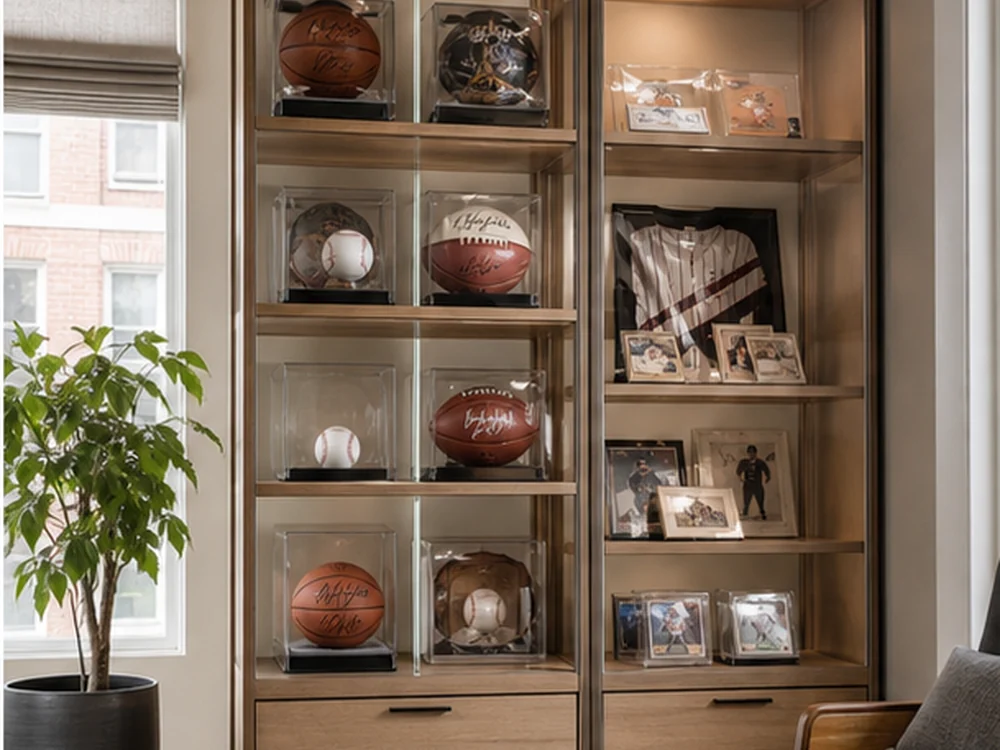 small apartment sports memorabilia storage ideas showing t11 overview