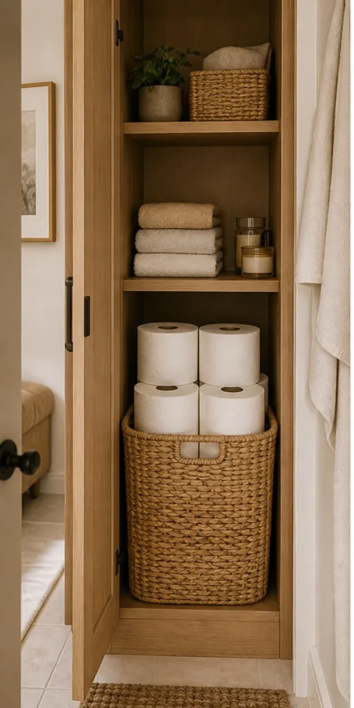 small apartment toilet paper storage ideas narrow bathroom roll basket