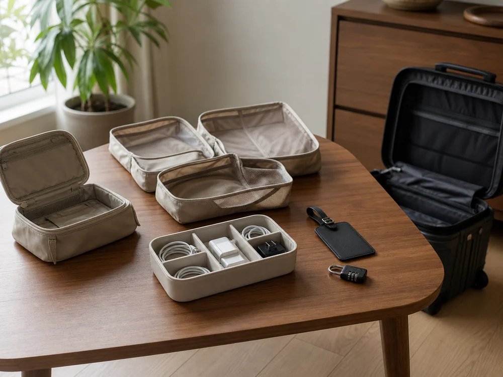 small apartment travel accessories storage ideas showing post trip reset