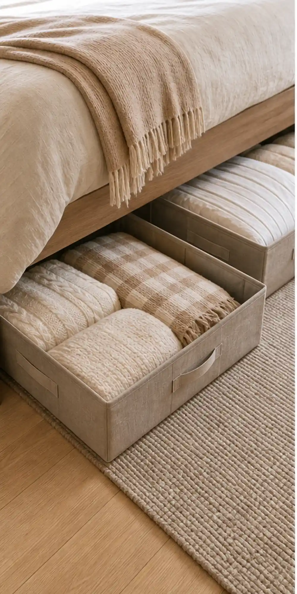 small apartment under bed storage bins low profile under bed fabric bins