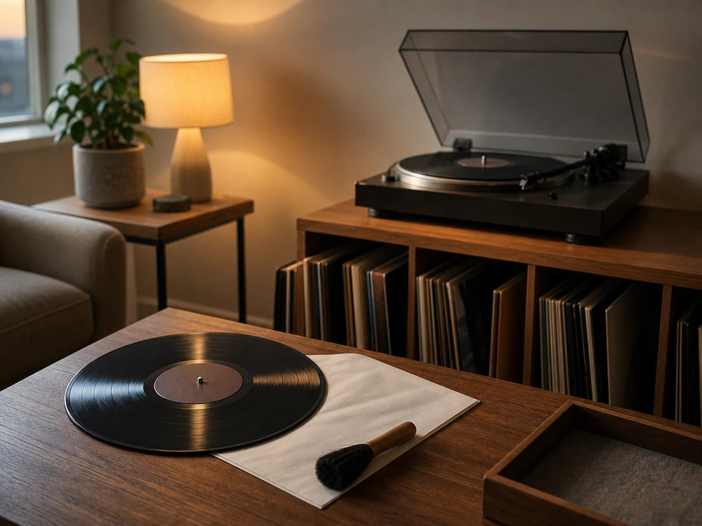 small apartment vinyl record storage ideas showing vinyl listening reset