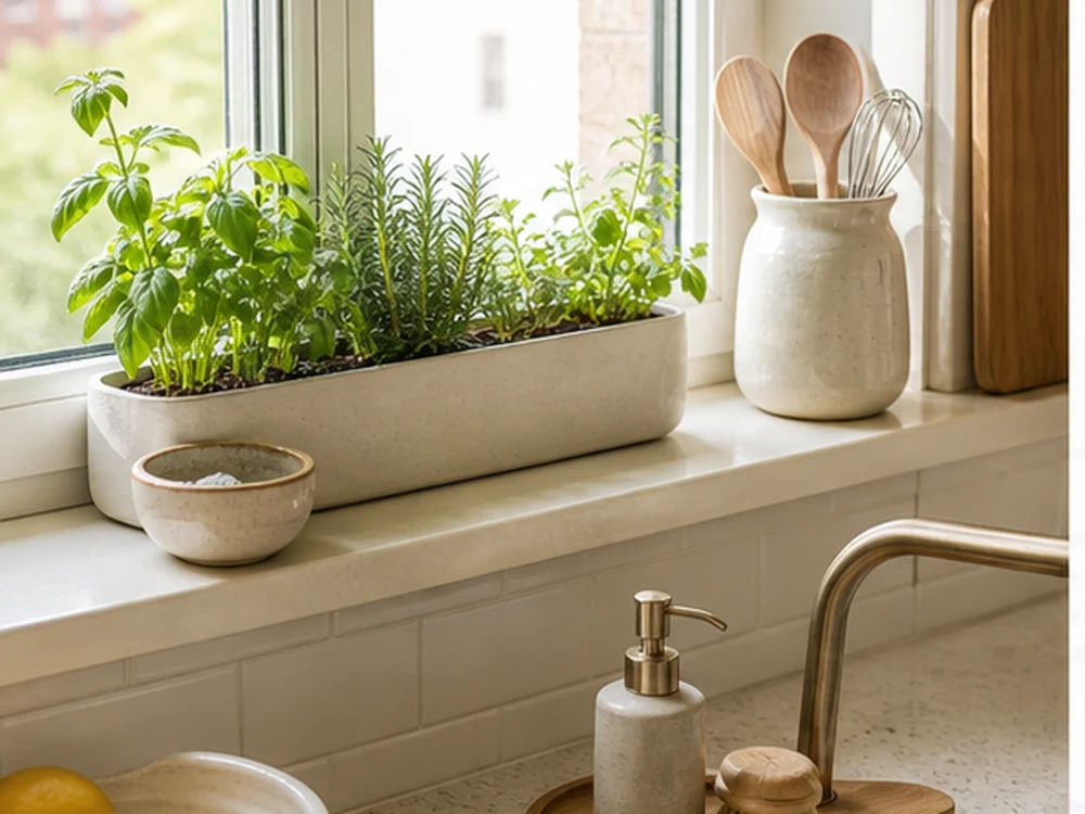 small apartment window sill storage ideas kitchen window herb tray