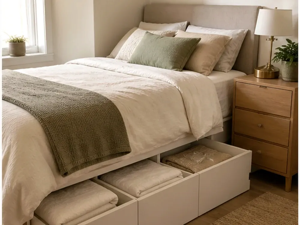 Idées de meubles de chambre à coucher pour les petites chambres avec un itinéraire clair et des détails chaleureux pour organiser la maison