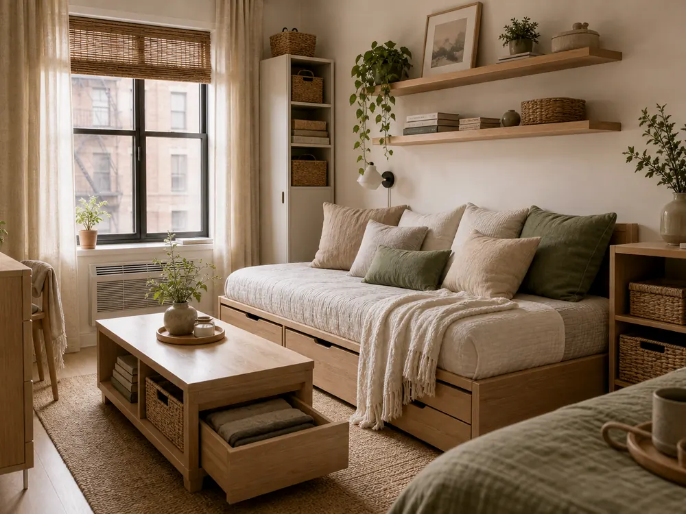 How to Maximise Small Bedroom Space with visible categories, calm styling, and reachable storage