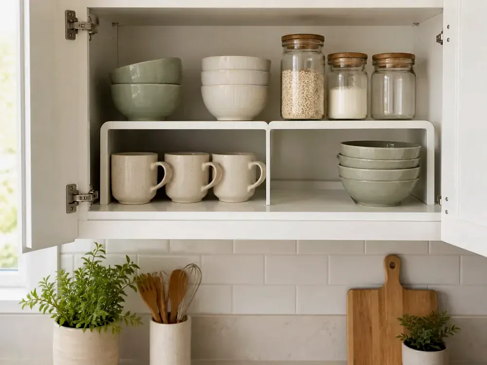 Kitchen Cupboard Storage Solutions with visible categories, calm styling, and reachable storage