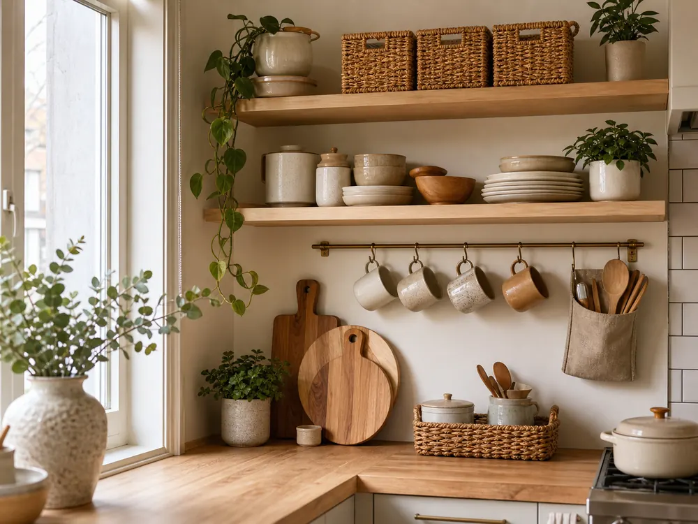 Kitchen Storage Bins showing practical storage, texture, and natural daylight