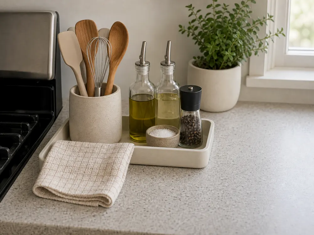 Kitchen Storage for Small Kitchens with visible categories, calm styling, and reachable storage