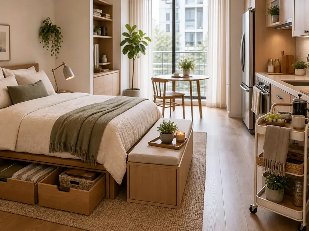 Plastic Under Bed Storage Containers with a clear route and warm home-organizing detail