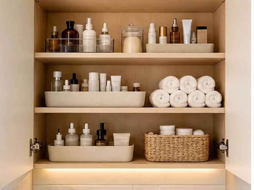 shallow bathroom cabinet editorial image 1