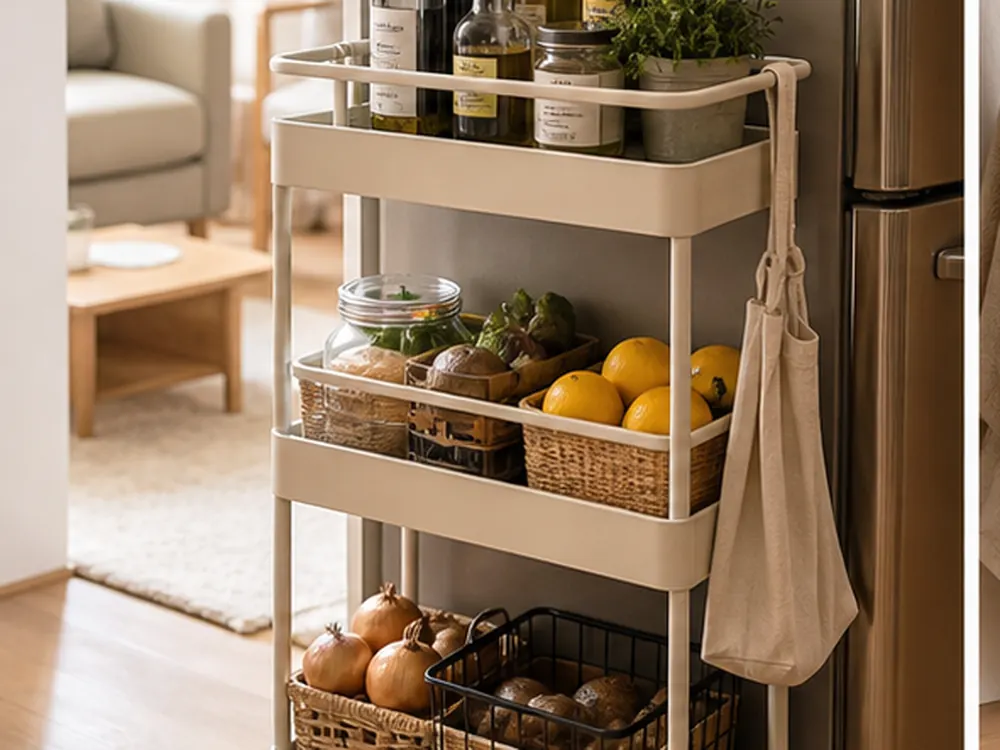 Slim Kitchen Storage showing practical storage, texture, and natural daylight