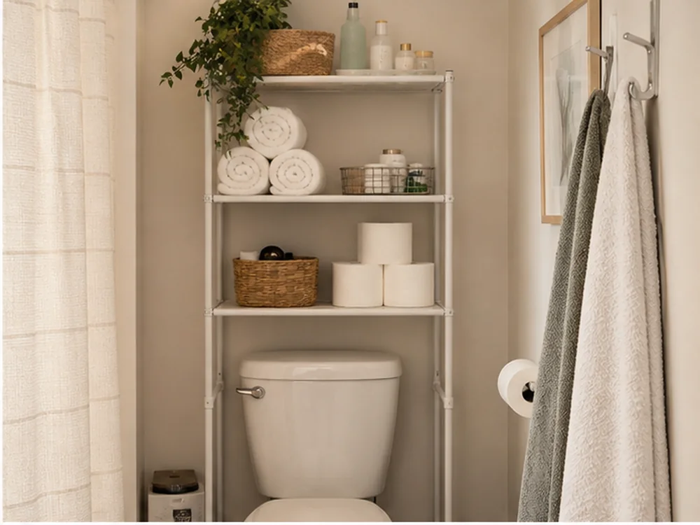 small bathroom storage in a small apartment showing zone system rule 2