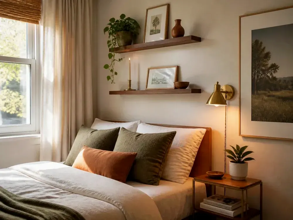 Design kleiner Schlafzimmermöbel mit sichtbaren Kategorien, ruhigem Design und leicht zugänglichem Stauraum