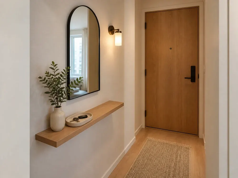 Idées de petits foyers montrant un rangement pratique, une texture et une lumière naturelle