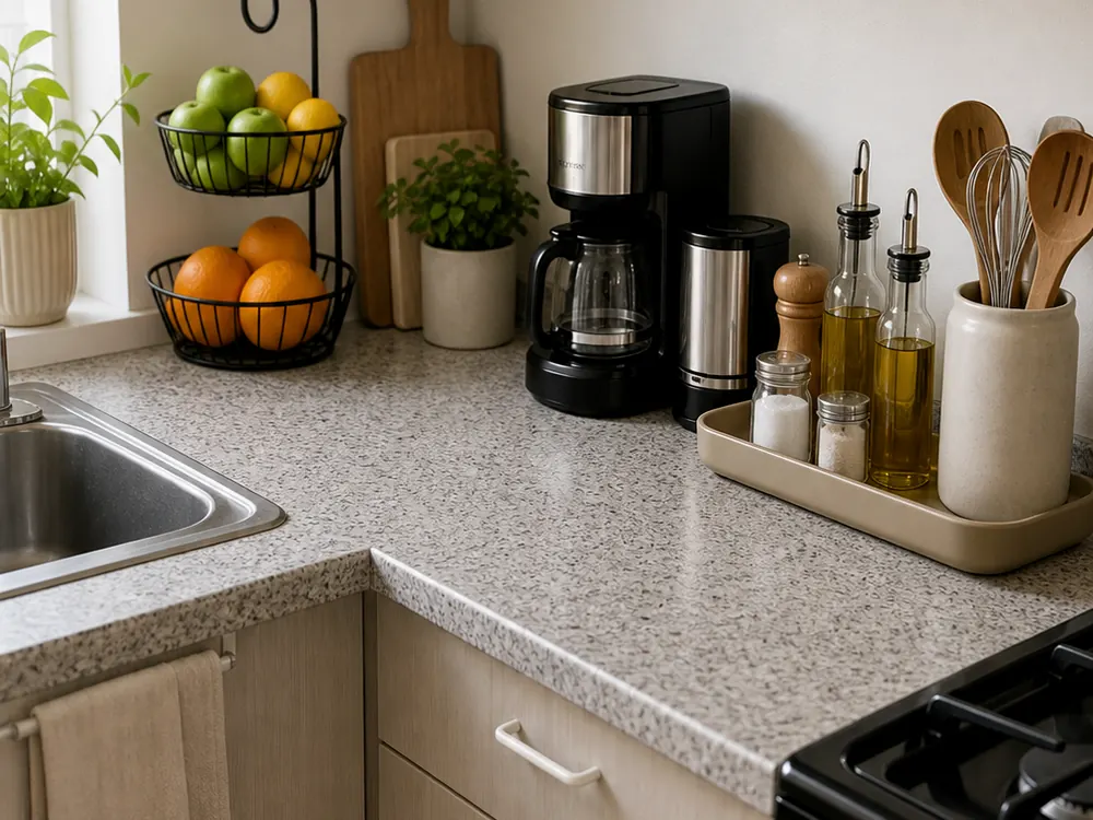 Under Counter Storage Kitchen with visible categories, calm styling, and reachable storage