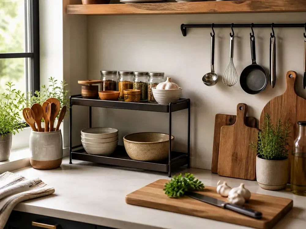 Comment organiser les armoires de cuisine avec des catégories visibles, un style calme et un espace de rangement accessible