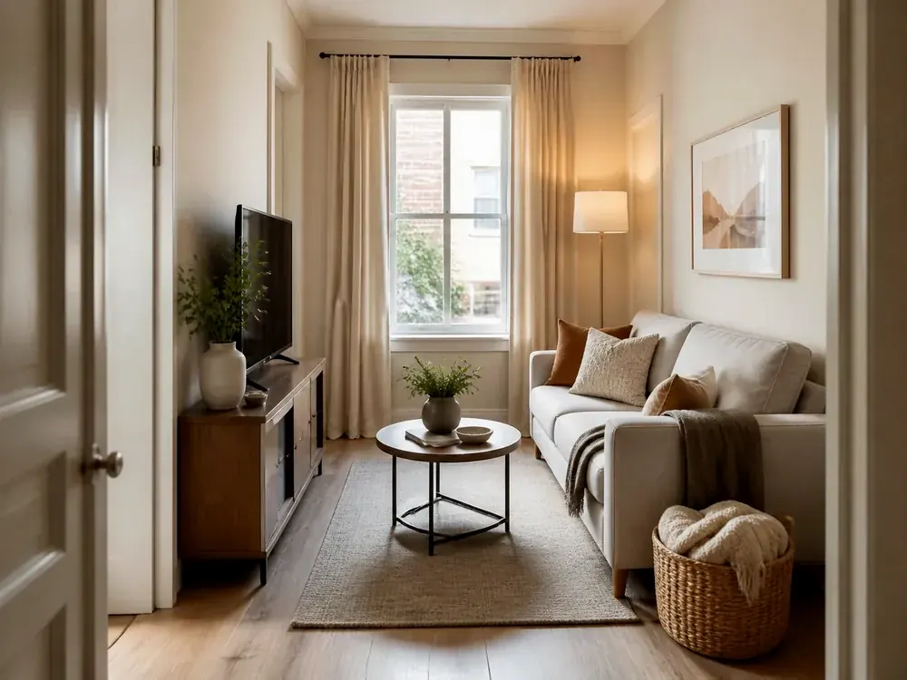 Small Den Room Ideas with visible categories, calm styling, and reachable storage