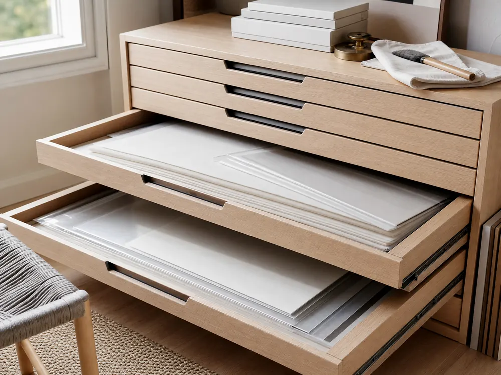 Petites idées de rangement plat avec catégories visibles, style calme et rangement accessible