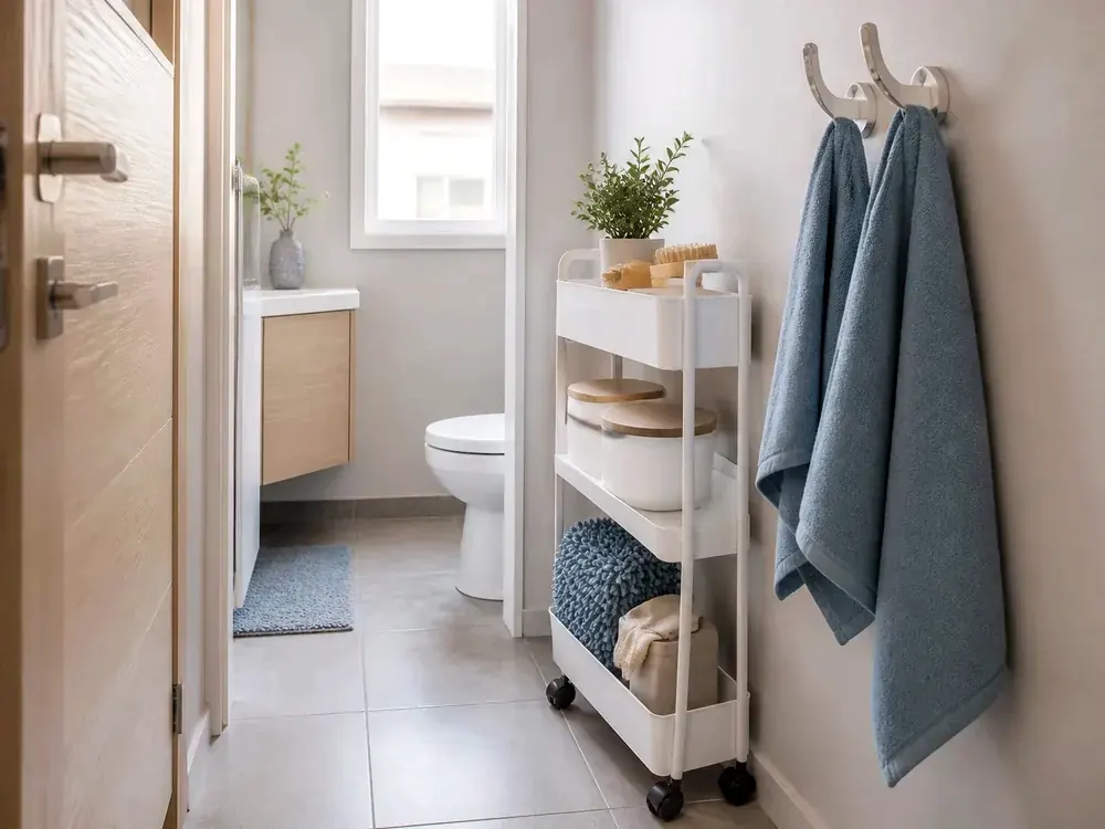 rangement petite salle de bain: avec plus de calme